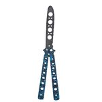 Sport si Outdoor - Camping - Cutite, bricege si accesorii - Cutite si bricege - Cutit fluture Butterfly, Balisong  22 cm, cranii m2, albastru, fara tais, de antrenament, model cercuri - Infinity.ro
