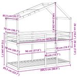 Casa si Gradina - Mobilier - Paturi si accesorii - Paturi - Pat supraetajat cu acoperis, alb, 80x200 cm, lemn masiv de pin - Infinity.ro