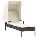 Casa si Gradina - Gradina si terasa - Mobilier exterior - Scaune si sezlonguri gradina - Sezlonguri, 2 buc., cu baldachine si masa, negru, poliratan - Infinity.ro