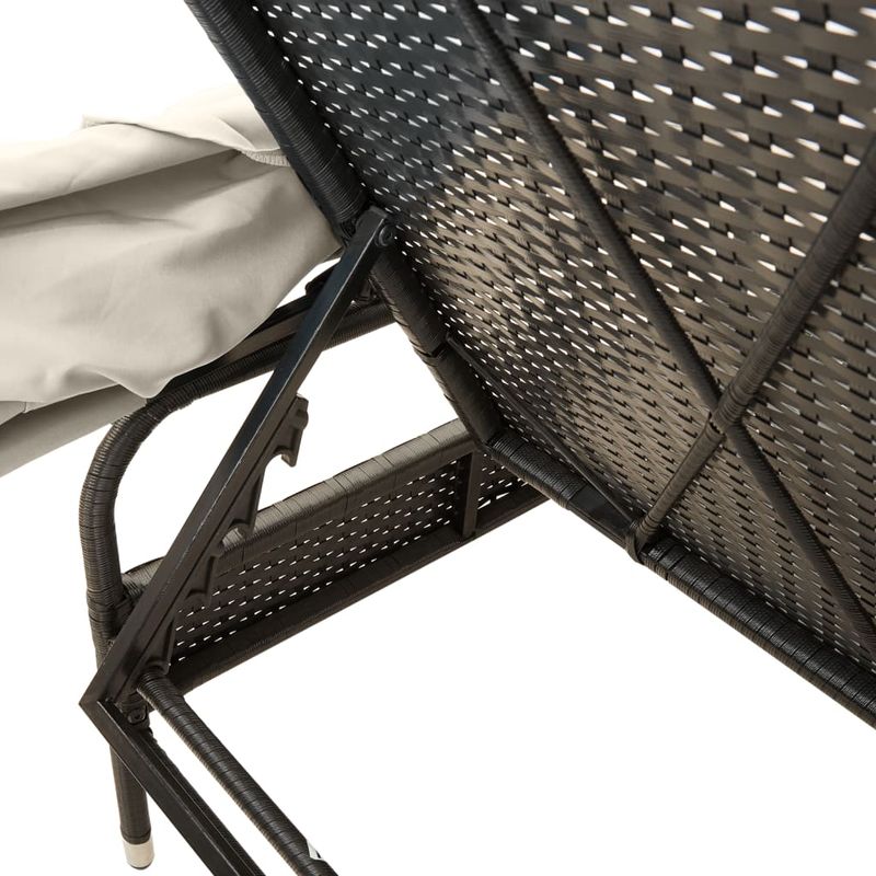 Casa si Gradina - Gradina si terasa - Mobilier exterior - Scaune si sezlonguri gradina - Sezlonguri, 2 buc., cu baldachine si masa, negru, poliratan - Infinity.ro