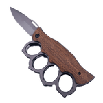 Sport si Outdoor - Camping - Cutite, bricege si accesorii - Cutite si bricege - Cutit Pumnal cu Deschidere pe Buton, Prindere Curea, Maner Lemn, Otel, 21 cm - Infinity.ro