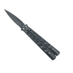 Sport si Outdoor - Camping - Cutite, bricege si accesorii - Cutite si bricege - Cutit Fluture cu Tais, Model Gauri, Otel, Husa Material Textil, 25 cm, Negru - Infinity.ro