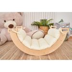 Jucarii, Copii si Bebe - Jucarii si jocuri - Jucarii de exterior - Balansoare copii - Set Balansoar Montessori Mic cu salteluta, Pikler, 2 in 1, 34x45x73 cm, culoarea lemnului, 1-3 ani, sarcina maxima 60 kg - Infinity.ro