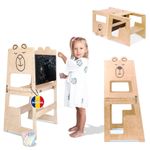 Casa si Gradina - Mobilier - Mobilier copii - Mobilier camera copiilor - Turn de invatare 4in1 pentru copii Bear, Pikler Learning Tower, Multifunctional, cu tabla de desen, +12 luni - Infinity.ro