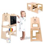 Casa si Gradina - Mobilier - Mobilier copii - Mobilier camera copiilor - Turn de invatare 4in1 pentru copii Bear, Pikler Learning Tower, Multifunctional, cu tabla de desen, +12 luni - Infinity.ro