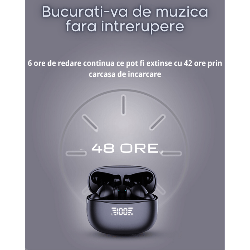 TV, Audio-Video si Foto - Portabile audio - Casti audio - Casti wireless in ear MAROVIO®, TWS, Bluetooth 5.3 + EDR+BLE+BR, ENC, CVC8.0, microfon HD, autonomie 48 ore - Infinity.ro