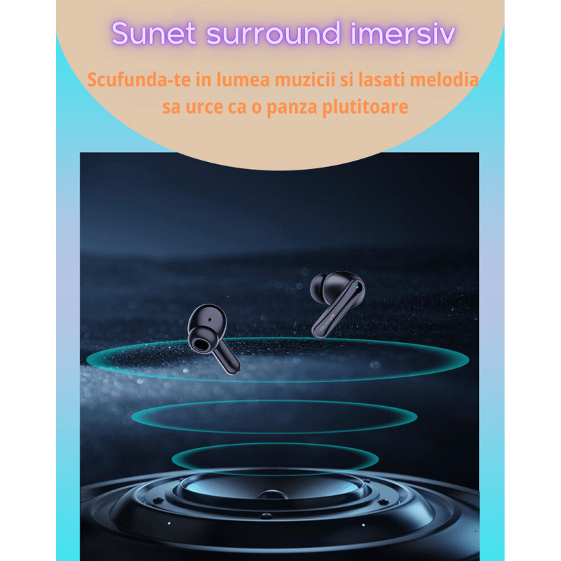 TV, Audio-Video si Foto - Portabile audio - Casti audio - Casti wireless in ear MAROVIO®, TWS, Bluetooth 5.3, microfon HD, asistent vocal, afisaj led, incarcare rapida - Infinity.ro