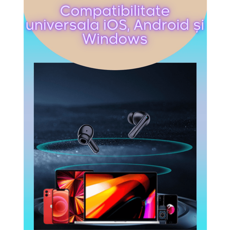 TV, Audio-Video si Foto - Portabile audio - Casti audio - Casti wireless in ear MAROVIO®, TWS, Bluetooth 5.3, microfon HD, asistent vocal, afisaj led, incarcare rapida - Infinity.ro