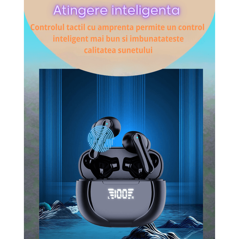 TV, Audio-Video si Foto - Portabile audio - Casti audio - Casti wireless in ear MAROVIO®, TWS, Bluetooth 5.3, microfon HD, asistent vocal, afisaj led, incarcare rapida - Infinity.ro