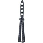Sport si Outdoor - Camping - Cutite, bricege si accesorii - Cutite si bricege - Cutit Butterfly, Balisong fara tais, 22 cm, negru, model adancituri zigzag - Infinity.ro