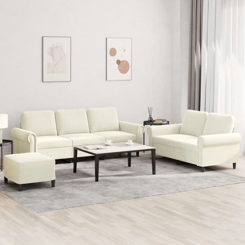 Casa si Gradina - Mobilier - Seturi de mobilier - Seturi living - Set de canapele cu perne, 3 piese, crem, catifea - Infinity.ro