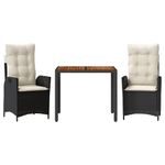 Casa si Gradina - Gradina si terasa - Mobilier exterior - Seturi mobila gradina - Set mobilier de gradina cu perne, 3 piese, negru, poliratan - Infinity.ro