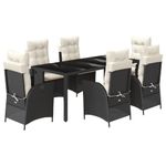 Casa si Gradina - Gradina si terasa - Mobilier exterior - Seturi mobila gradina - Set mobilier de gradina cu perne, 7 piese, negru, poliratan - Infinity.ro