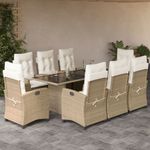 Casa si Gradina - Gradina si terasa - Mobilier exterior - Seturi mobila gradina - Set de masa pentru gradina, 9 piese, cu perne, bej, poliratan - Infinity.ro