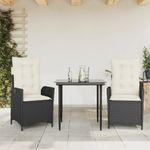 Casa si Gradina - Gradina si terasa - Mobilier exterior - Seturi mobila gradina - Set mobilier de gradina cu perne, 3 piese, negru, poliratan - Infinity.ro