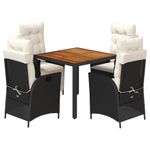 Casa si Gradina - Gradina si terasa - Mobilier exterior - Seturi mobila gradina - Set mobilier de gradina cu perne, 5 piese, negru, poliratan - Infinity.ro