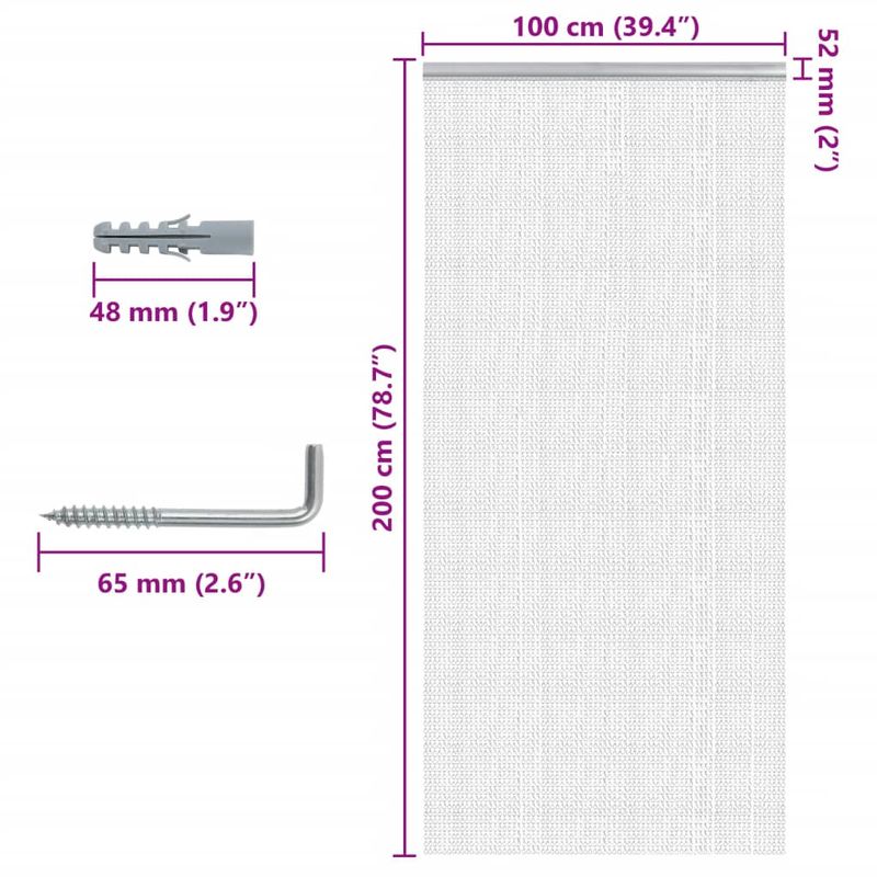 Casa si Gradina - Textile si covoare - Rulouri si jaluzele - Paravan de usa cu lant, 100x200 cm, aluminiu - Infinity.ro