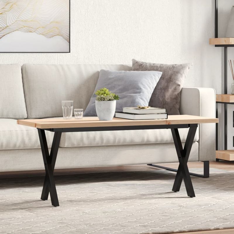 Casa si Gradina - Mobilier - Mese si birouri - Masute de cafea - Masa de cafea, cadru X, 110x40x45,5 cm, lemn masiv pin si fonta - Infinity.ro