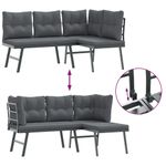 Casa si Gradina - Gradina si terasa - Mobilier exterior - Bancute de gradina - Banci de gradina cu perne 4 buc negru otel vopsit electrostatic - Infinity.ro