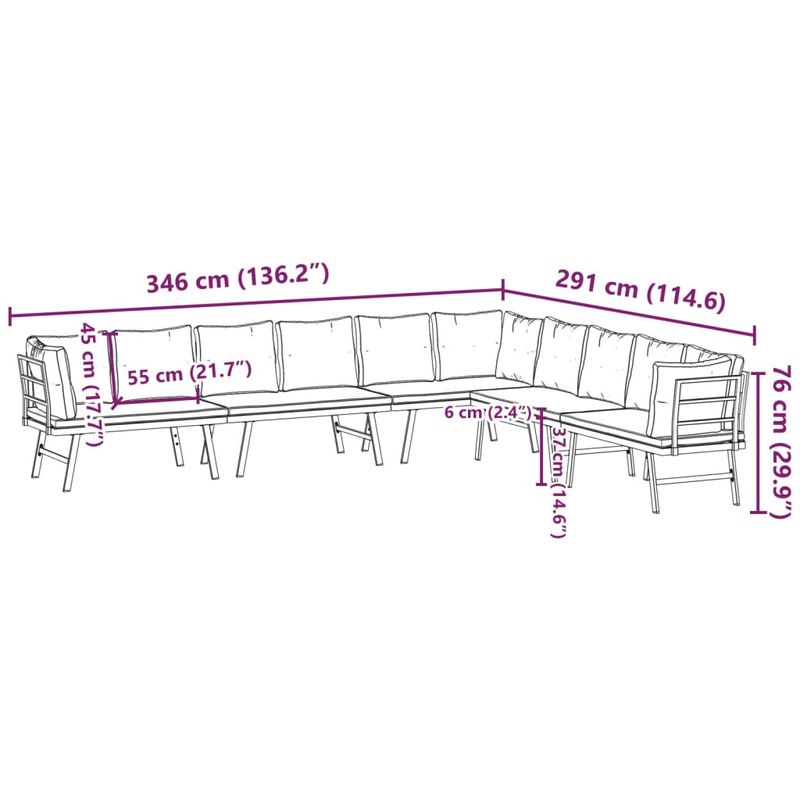Casa si Gradina - Gradina si terasa - Mobilier exterior - Bancute de gradina - Banci de gradina cu perne 4 buc negru otel vopsit electrostatic - Infinity.ro