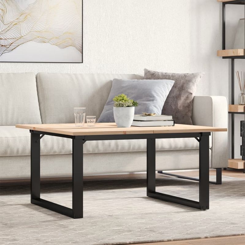Casa si Gradina - Mobilier - Mese si birouri - Masute de cafea - Masa de cafea, cadru O, 90x90x45 cm, lemn masiv pin si fonta - Infinity.ro