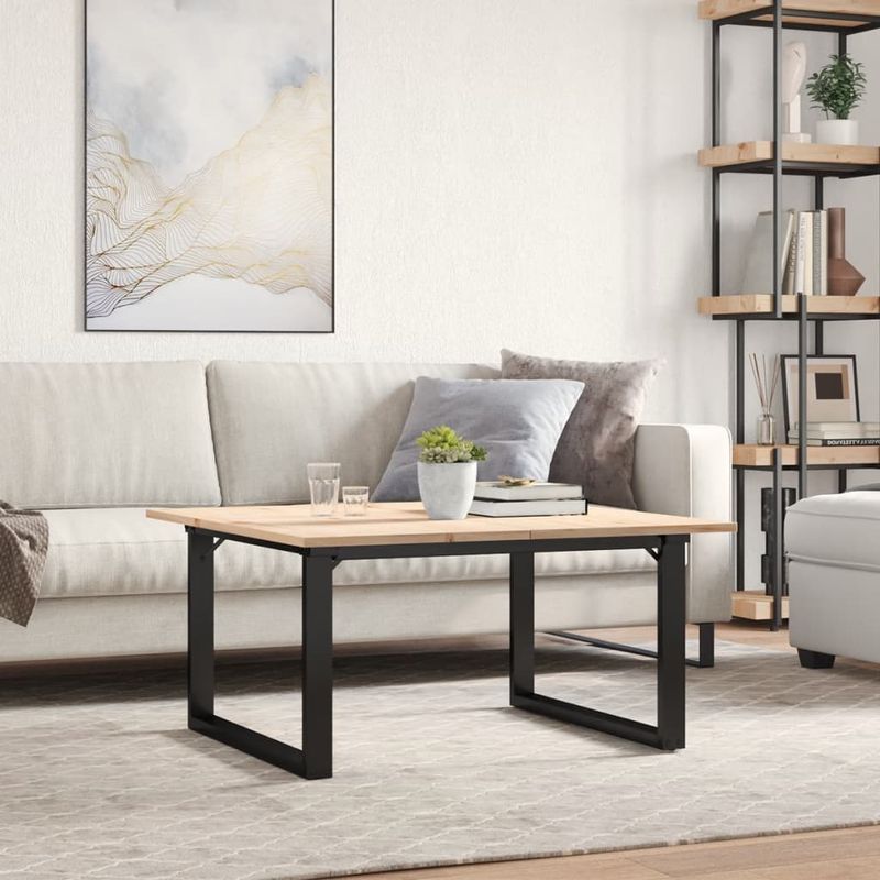 Casa si Gradina - Mobilier - Mese si birouri - Masute de cafea - Masa de cafea, cadru O, 90x90x45 cm, lemn masiv pin si fonta - Infinity.ro