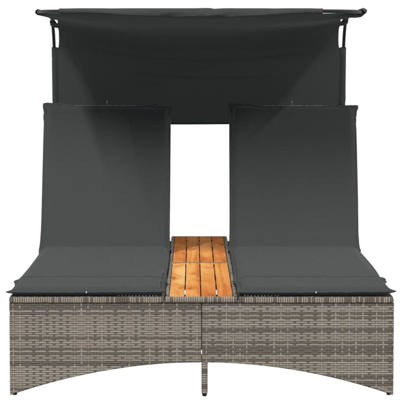 Casa si Gradina - Gradina si terasa - Mobilier exterior - Scaune si sezlonguri gradina - Sezlong dublu cu baldachin si perne, gri, poliratan - Infinity.ro