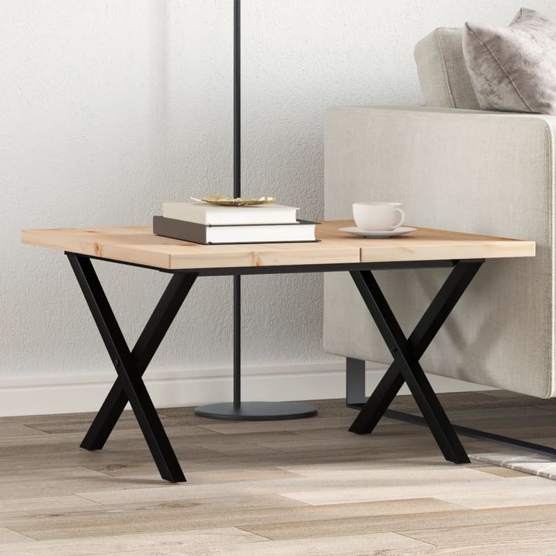 Casa si Gradina - Mobilier - Mese si birouri - Masute de cafea - Masa de cafea, cadru X, 60x60x40,5 cm, lemn masiv pin si fonta - Infinity.ro