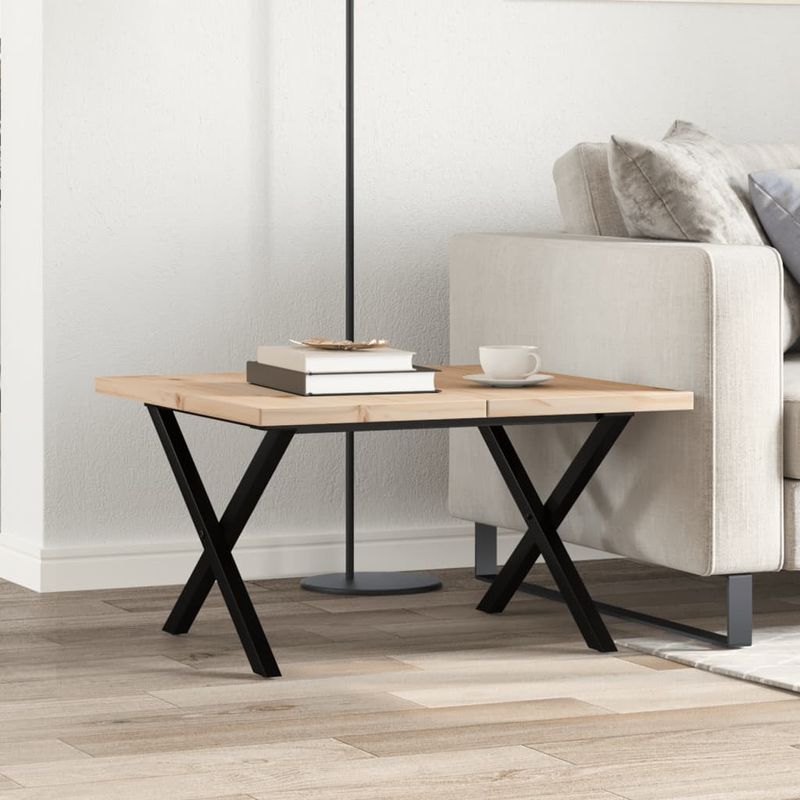 Casa si Gradina - Mobilier - Mese si birouri - Masute de cafea - Masa de cafea, cadru X, 60x60x40,5 cm, lemn masiv pin si fonta - Infinity.ro