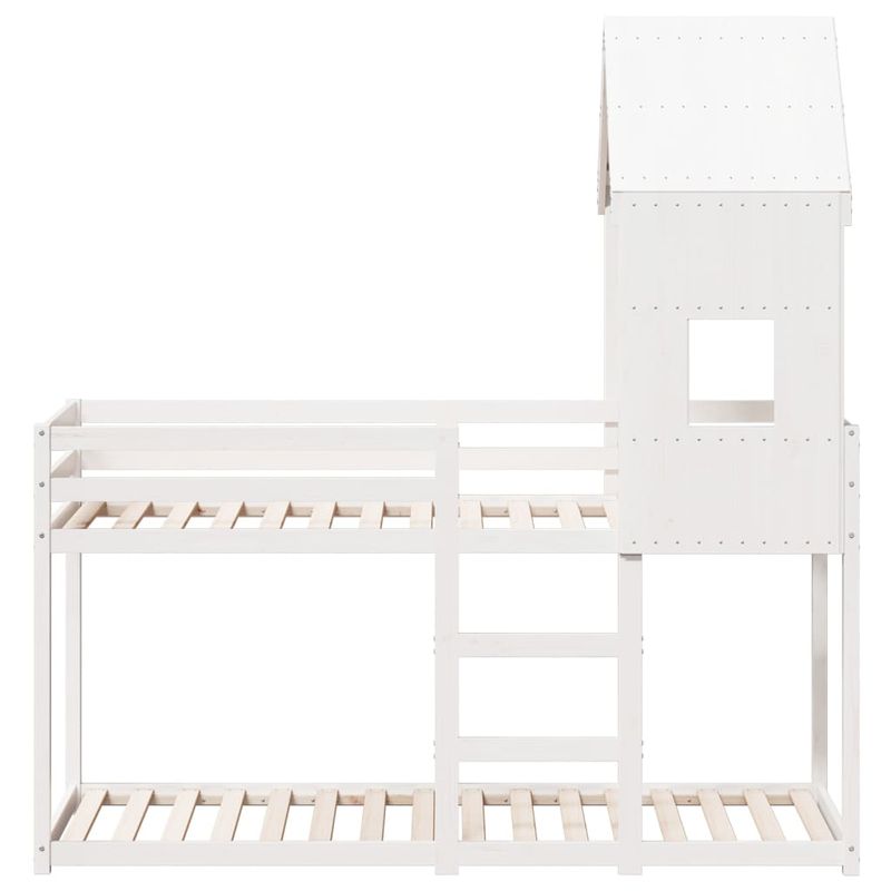 Casa si Gradina - Mobilier - Paturi si accesorii - Paturi - Pat supraetajat cu acoperis, alb, 80x200 cm, lemn masiv de pin - Infinity.ro