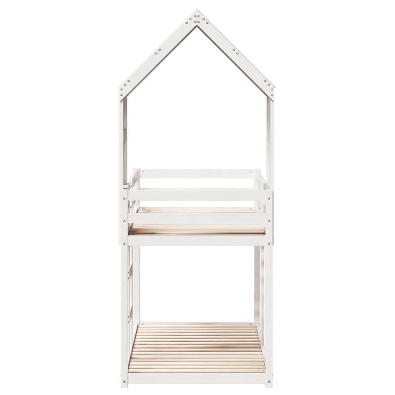 Casa si Gradina - Mobilier - Paturi si accesorii - Paturi - Pat supraetajat cu acoperis, alb, 80x200 cm, lemn masiv de pin - Infinity.ro