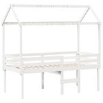 Casa si Gradina - Mobilier - Paturi si accesorii - Paturi - Pat inalt cu acoperis, alb, 75x190 cm, lemn masiv de pin - Infinity.ro