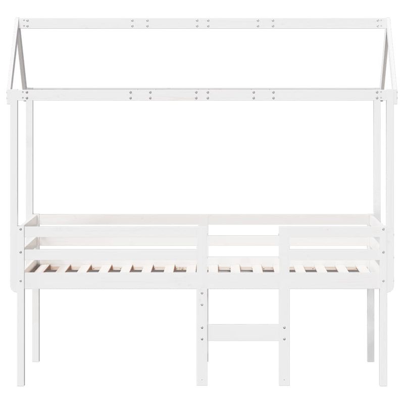 Casa si Gradina - Mobilier - Paturi si accesorii - Paturi - Pat inalt cu acoperis, alb, 75x190 cm, lemn masiv de pin - Infinity.ro