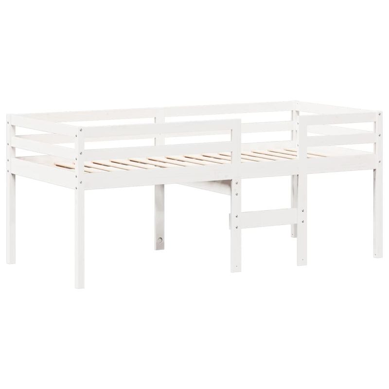 Casa si Gradina - Mobilier - Paturi si accesorii - Paturi - Pat inalt cu acoperis, alb, 75x190 cm, lemn masiv de pin - Infinity.ro
