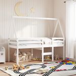 Casa si Gradina - Mobilier - Paturi si accesorii - Paturi - Pat inalt cu acoperis, alb, 90x200 cm, lemn masiv de pin - Infinity.ro