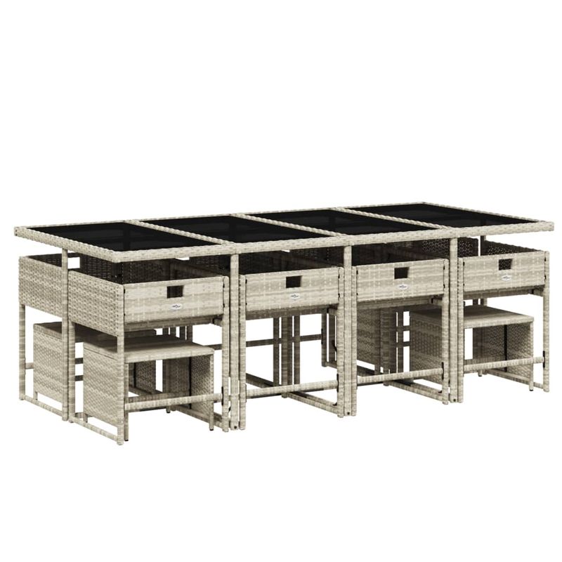 Casa si Gradina - Gradina si terasa - Mobilier exterior - Seturi mobila gradina - Set mobilier de gradina cu perne 13 piese gri deschis poliratan - Infinity.ro