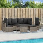 Casa si Gradina - Gradina si terasa - Mobilier exterior - Seturi mobila gradina - Set canapea de gradina cu perne, 5 piese, gri, poliratan - Infinity.ro