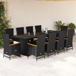 Casa si Gradina - Gradina si terasa - Mobilier exterior - Seturi mobila gradina - Set mobilier de exterior cu perne, 11 piese, negru, poliratan - Infinity.ro