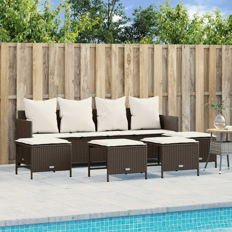 Casa si Gradina - Gradina si terasa - Mobilier exterior - Seturi mobila gradina - Set canapele de gradina cu perne, 5 piese, maro, poliratan - Infinity.ro