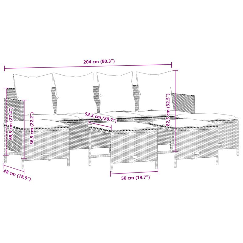Casa si Gradina - Gradina si terasa - Mobilier exterior - Seturi mobila gradina - Set canapele de gradina cu perne, 5 piese, maro, poliratan - Infinity.ro