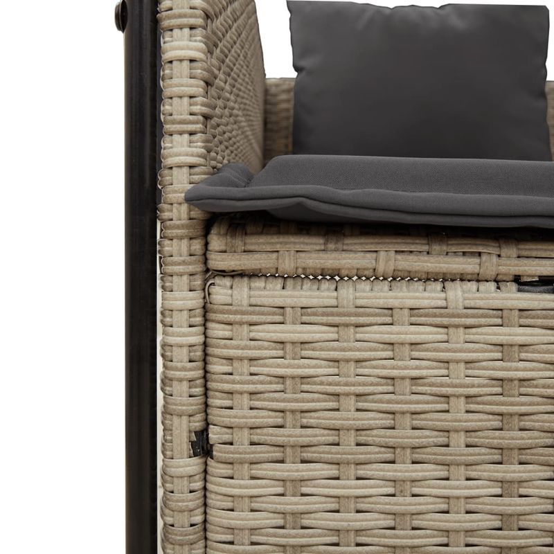 Casa si Gradina - Gradina si terasa - Mobilier exterior - Scaune si sezlonguri gradina - Sezlong plaja dublu cu acoperis perdele, gri deschis, poliratan - Infinity.ro