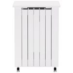 Casa si Gradina - Sanitare - Suporturi si accesorii baie - Accesorii baie - Cos de rufe cu roti „RANA”, alb, 45x45x64 cm, lemn masiv de pin, model benzi verticale - Infinity.ro