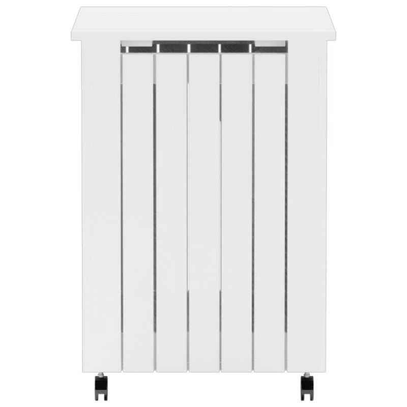 Casa si Gradina - Sanitare - Suporturi si accesorii baie - Accesorii baie - Cos de rufe cu roti „RANA”, alb, 45x45x64 cm, lemn masiv de pin, model benzi verticale - Infinity.ro