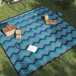 Sport si Outdoor - Camping - Accesorii camping si drumetii - Patura de picnic pliabila, val albastre, 200x200 cm catifea - Infinity.ro