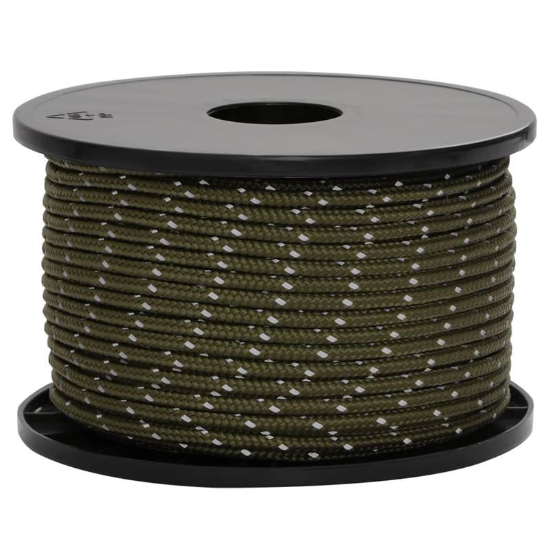 Sport si Outdoor - Camping - Accesorii corturi - Funie pentru cort cu benzi reflectorizante și chei, 50 m, 5 mm, verde - Infinity.ro