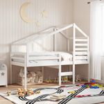 Casa si Gradina - Mobilier - Paturi si accesorii - Paturi - Pat inalt cu acoperis, alb, 90x190 cm, lemn masiv de pin - Infinity.ro