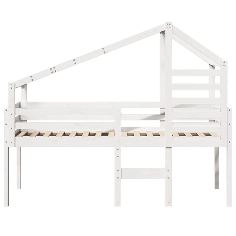 Casa si Gradina - Mobilier - Paturi si accesorii - Paturi - Pat inalt cu acoperis, alb, 90x190 cm, lemn masiv de pin - Infinity.ro