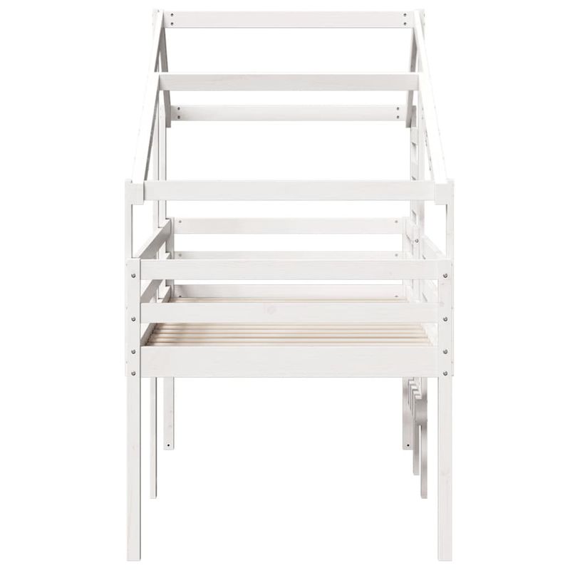 Casa si Gradina - Mobilier - Paturi si accesorii - Paturi - Pat inalt cu acoperis, alb, 90x190 cm, lemn masiv de pin - Infinity.ro
