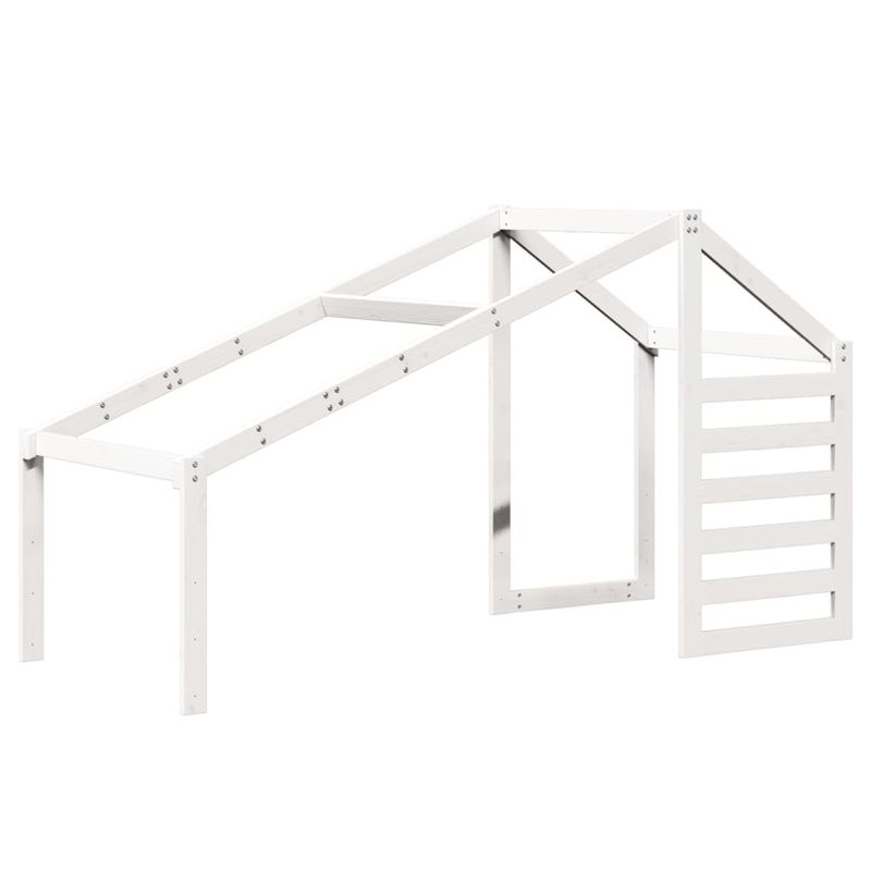 Casa si Gradina - Mobilier - Paturi si accesorii - Paturi - Pat inalt cu acoperis, alb, 90x190 cm, lemn masiv de pin - Infinity.ro