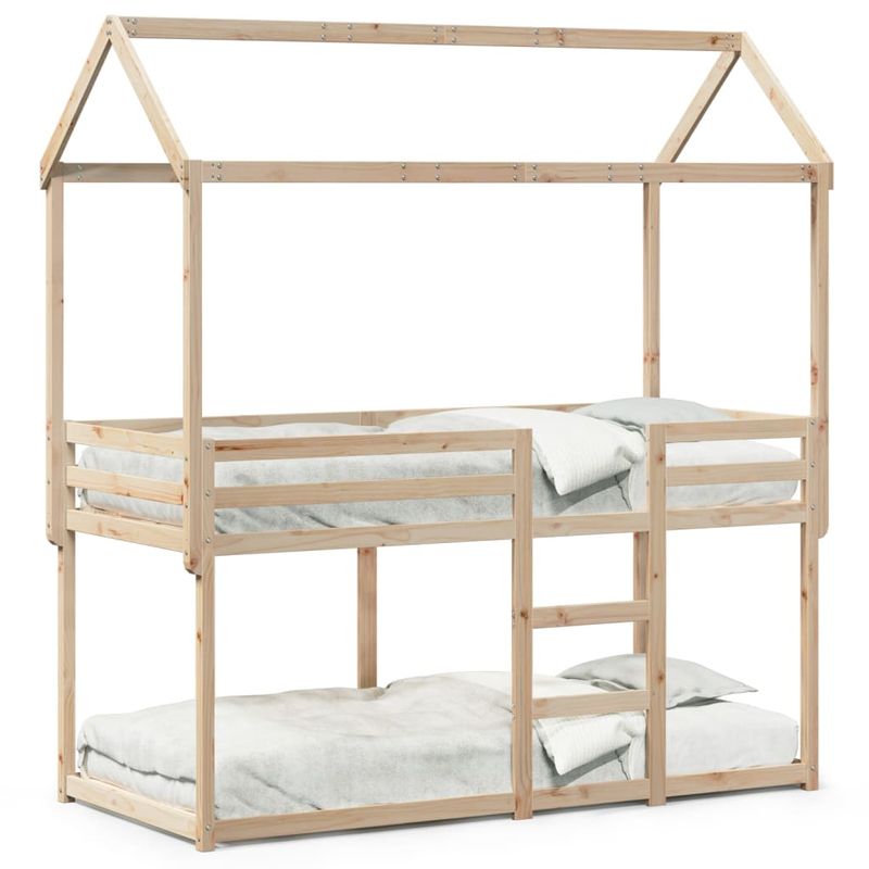 Casa si Gradina - Mobilier - Paturi si accesorii - Paturi - Pat supraetajat cu acoperis, alb, 90x200 cm, lemn masiv de pin - Infinity.ro
